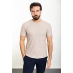 Desenli Bej Slim Fit Bisiklet Yaka Erkek T-Shirt