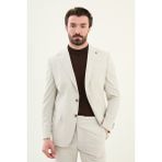 Desenli Bej Slim Fit Geniş Yaka Erkek Takım Elbise - 46 - 6 Drop