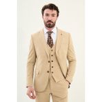 Desenli Bej Slim Fit Mono Yaka Erkek Takım Elbise - 58 - 6 Drop