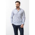 Desenli Beyaz Renk Slim Fit Erkek Gömlek - 2XL