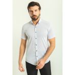 Desenli Beyaz Renk Slim Fit Kısa Kollu Erkek Gömlek
