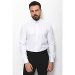Desenli Beyaz Renk Slim Fit Yaka İğneli Klasik Erkek Gömlek