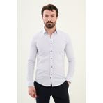 Desenli Beyaz Slim Fit Pamuk Erkek Gömlek