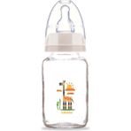 Desenli Cam Biberon 125ML, Şeffaf, Zarif ve Güvenli Tasarım (KOD:30302) - Ahşap