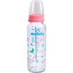 Desenli Cam Biberon 250ML – Şık ve Kullanışlı, Güvenli ve Sağlıklı Tercih. - Ahşap - Bej