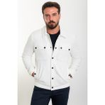 Desenli Ekru Slim Fit Gömlek Yaka Erkek Mont - 56