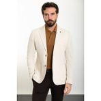 Desenli Ekru Slim Fit Torba Cep Mono Yaka Erkek Ceket - 52