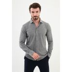 Desenli Gri Slim Fit Erkek Gömlek