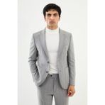 Desenli Gri Slim Fit Torba Cep Mono Yaka Erkek Takım Elbise - 56 - 6 Drop
