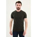 Desenli Haki Slim Fit Bisiklet Yaka Erkek T-Shirt - XL