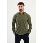 Desenli Haki Slim Fit Erkek Gömlek - XL