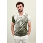 Desenli Haki Slim Fit Polo Yaka Erkek T-Shirt