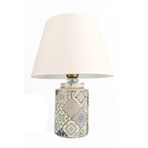 Desenli Handmade Seramik Abajur Beyaz | El Yapımı, Zarif ve Modern Tasarım | A Sınıfı Enerji Verimli | 31–45 cm | E27 Duy Uyumlu | Şık Masa Lambası | Lent Desenli (YL686)