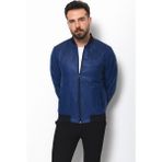 Desenli Indigo Slim Fit Hakim Yaka Erkek Mont - 56 - İndigo