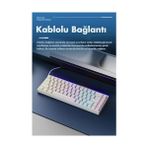 Desenli Kablolu Ergonomik Mekanik Oyuncu Klavyesi-Ambiyans Aydınlatmalı Ajazz Nacodex Nk-68 Kontur Desenli - Beyaz - Option-1 - 001-Renkli