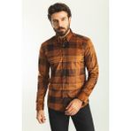 Desenli Kamel Rengi Slim Fit Erkek Gömlek - 2XL
