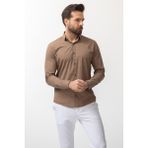 Desenli Kamel Rengi Slim Fit Erkek Gömlek - XL - Camel - Lacivert