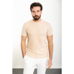 Desenli Kamel Slim Fit Bisiklet Yaka Erkek T-Shirt - XL