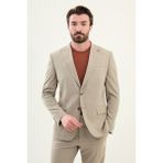 Desenli Kamel Slim Fit Geniş Yaka Erkek Takım Elbise - 46 - 6 Drop