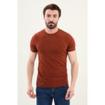 Desenli Kiremit Slim Fit Bisiklet Yaka Erkek T-Shirt - 2XL