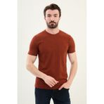 Desenli Kiremit Slim Fit Bisiklet Yaka Erkek T-Shirt - XL