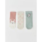 Desenli Kız Bebek Soket Çorap 3'lü (W5) - 22 - Dusty Rose