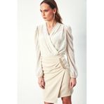 Desenli Kruvaze Bodysuit Bluz - TAŞ