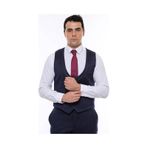 Desenli Kruvaze Koyu Lacivert Erkek Yelek Pantolon Set - Wessi
