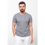 Desenli Lacivert Renk Slim Fit Bisiklet Yaka Erkek T-Shirt - 2XL - Lacivert - Ekru