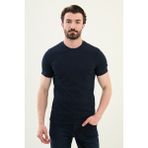 Desenli Lacivert Slim Fit Bisiklet Yaka Erkek T-Shirt - 2XL