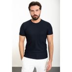 Desenli Lacivert Slim Fit Bisiklet Yaka Erkek T-Shirt