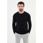 Desenli Lacivert Slim Fit Bisiklet Yaka Erkek Triko Kazak