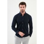 Desenli Lacivert Slim Fit Erkek Gömlek - XL