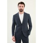 Desenli Lacivert Slim Fit Geniş Yaka Erkek Takım Elbise - 46 - 6 Drop