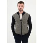 Desenli Lacivert Slim Fit Hakim Yaka Yün Erkek Hırka - XL