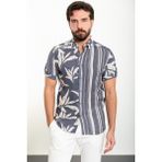Desenli Lacivert Slim Fit Kısa Kollu Erkek Gömlek