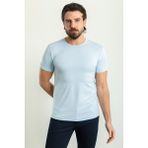 Desenli Mavi Renk Slim Fit Bisiklet Yaka Erkek T-shirt