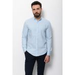 Desenli Mavi Renk Slim Fit Erkek Gömlek - XL