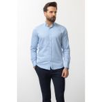 Desenli Mavi Renk Slim Fit Klasik Erkek Gömlek - 2XL