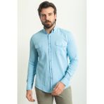 Desenli Mavi Renk Slim Fit Uzun Kollu Erkek Gömlek - 2XL