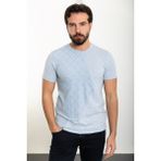 Desenli Mavi Slim Fit Bisiklet Yaka Erkek T-Shirt - 2XL