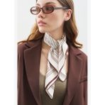 Desenli Orta Boy Saten Fular Classıc Burgundy
