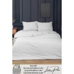 Desenli Pamuk Saten Çift Kişilik Nevresim Takımı Iplik Boyalı Duvetcover Set - Gri - 200 x 220 cm