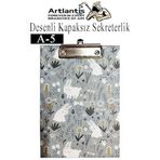 Desenli Sekreterlik Kapaksız A5 1 Adet Renkli Desenli A5 Sekreterlik Klipsli Metal Mekanizmalı 80 Yaprak Kapasiteli