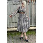 Desenli Şifon Elbise MG2065 Madmext