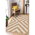 Desenli Sisal Jüt Görünümlü Dijital Baskı Yıkanabilir Kaymaz Taban Halı Mutfak Halısı Salon Halısı 160 X 250 Cm Bej