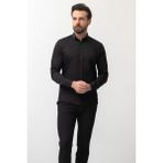 Desenli Siyah Renk Slim Fit Klasik Erkek Gömlek - 2XL