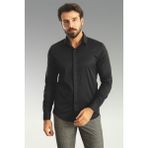 Desenli Siyah Renk Slim Fit Klasik Erkek Gömlek - XL