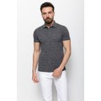 Desenli Siyah Renk Slim Fit Polo Yaka Erkek T-shirt - 2XL