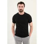 Desenli Siyah Slim Fit Bisiklet Yaka Erkek T-Shirt